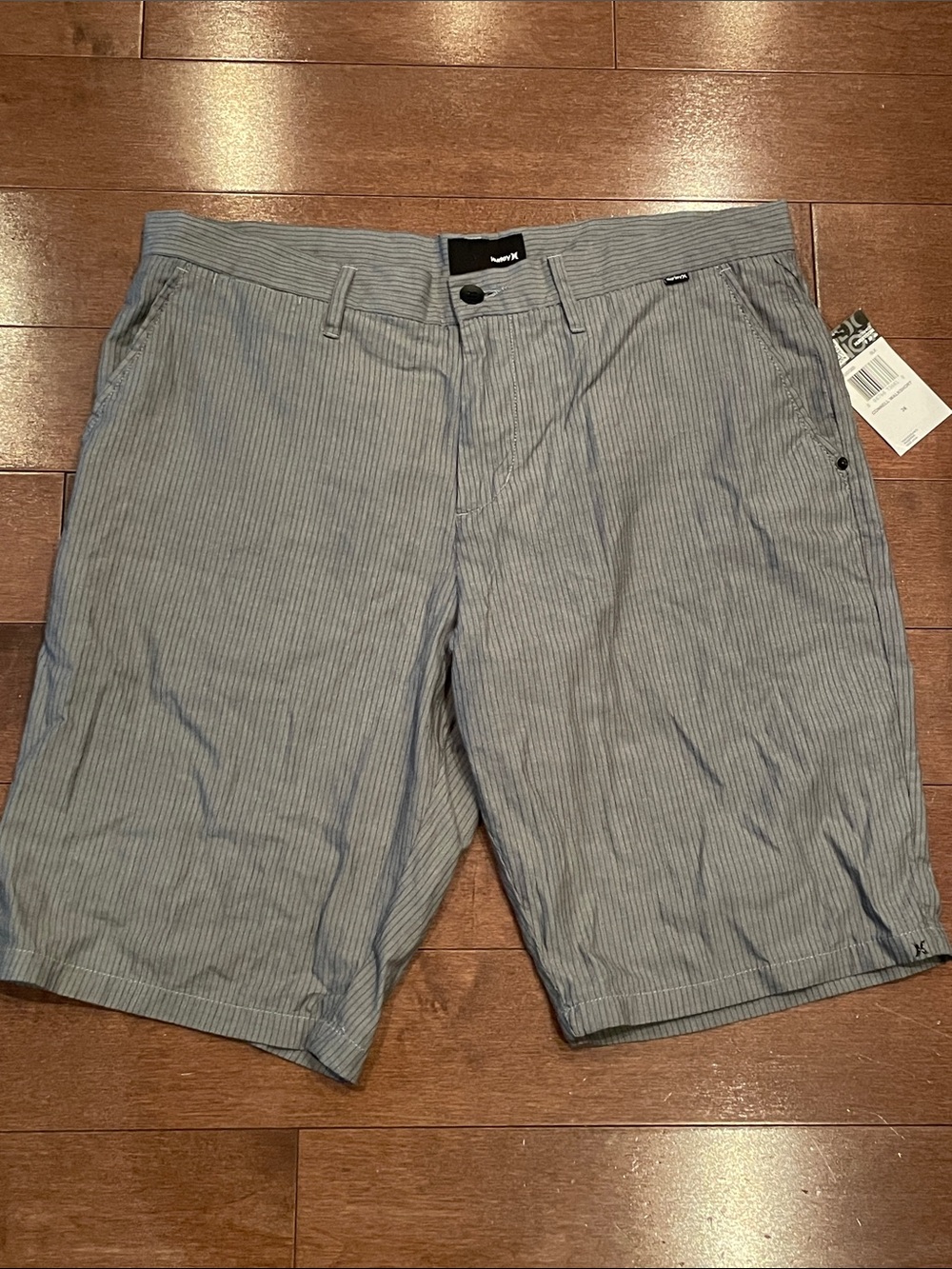 Hurley Men's Light Blue Pinstripe Flat Front Shorts